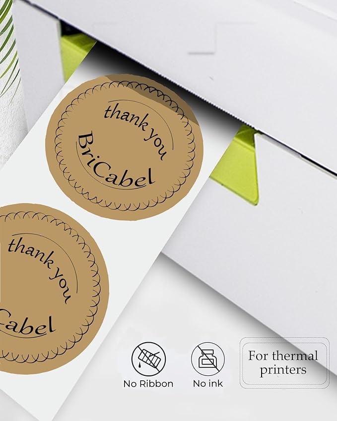 2 Inch Brown Round Thermal Labels, 600 Labels/Roll, Self-Adhesive Circle - Image 3