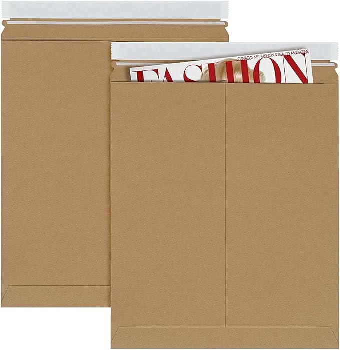 Natural Kraft Rigid Mailers, 12.75 x 15 Inches. Pack of 10 Paperboard by APQSupply%C2%AE