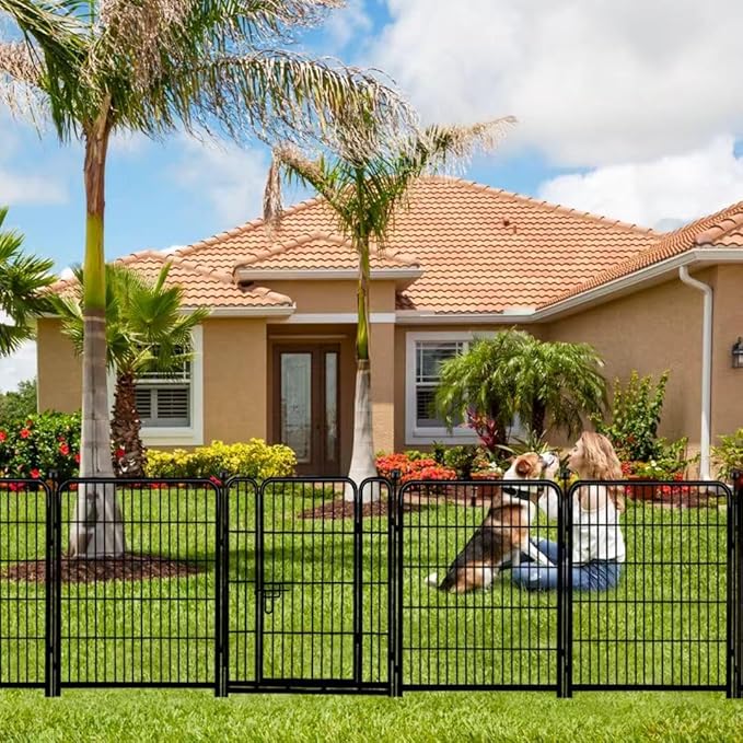ADAVIN Tall Garden Fence with Low Threshold Door, 54 in 4 Panels Total 8.8 Ft - Image 7