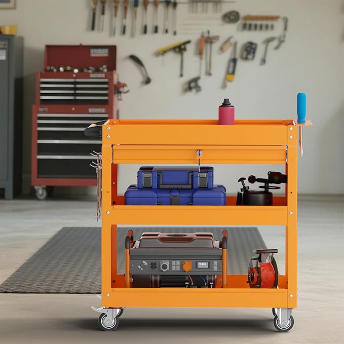 3 Tier Rolling Tool Cart on Wheels, 450 LBS Capacity Tool Cart - Image 9