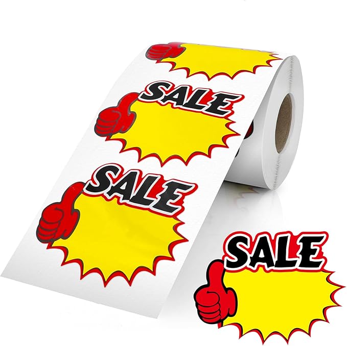 Starburst Sign Sale Stickers 4 x 3 Inches Self-Adhesive Blank Price Tags - Image 9