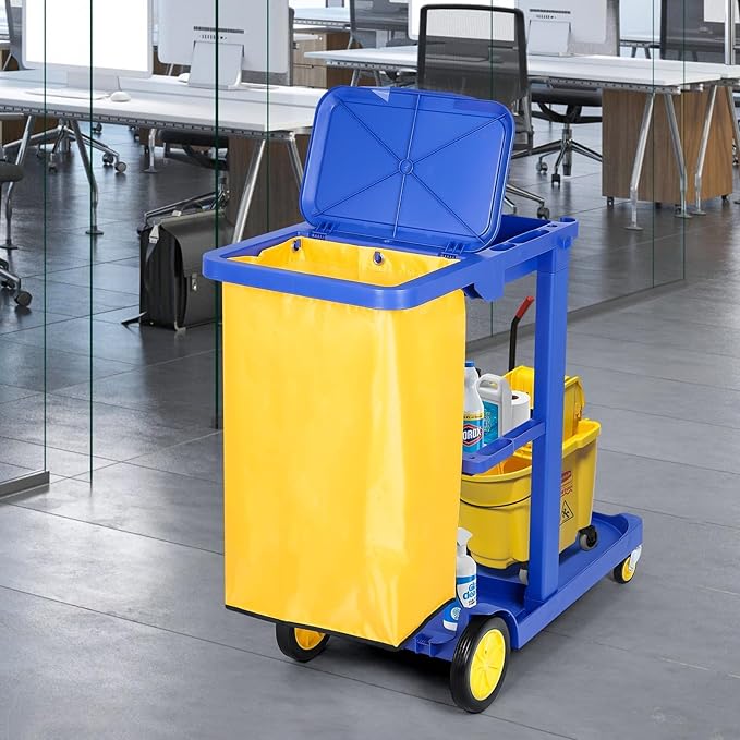 tonchean Commercial Janitorial Cart, 3-Shelf Housekeeping Cart - Image 6