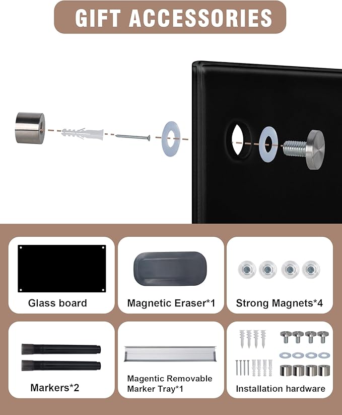 Mifuro Magnetic Glass Whiteboard，36"x24" Wall Mounted Frameless Dry Erase Board - Image 6