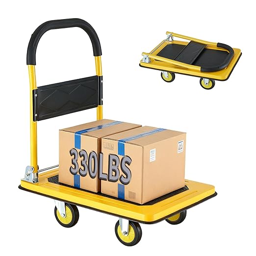 Foldable Push Cart Dolly, Heavy Duty Flat Bed Cart by DIAMONDFORGEOFFICIAL