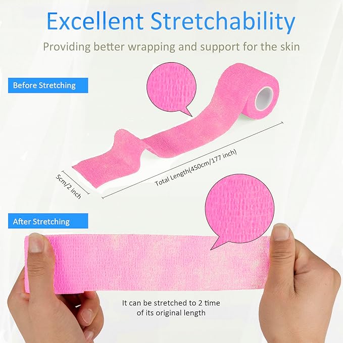 24 Pack Self Adherent Cohesive Wrap Bandages Non Woven Cohesive Bandage Elastic - Image 2