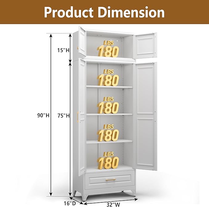 Kitchen Pantry Cabinet, Metal Storage Cabinet - Image 3
