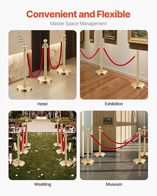 VEVOR Stanchions and Velvet Ropes 6Pcs, Hollow Base - Image 5