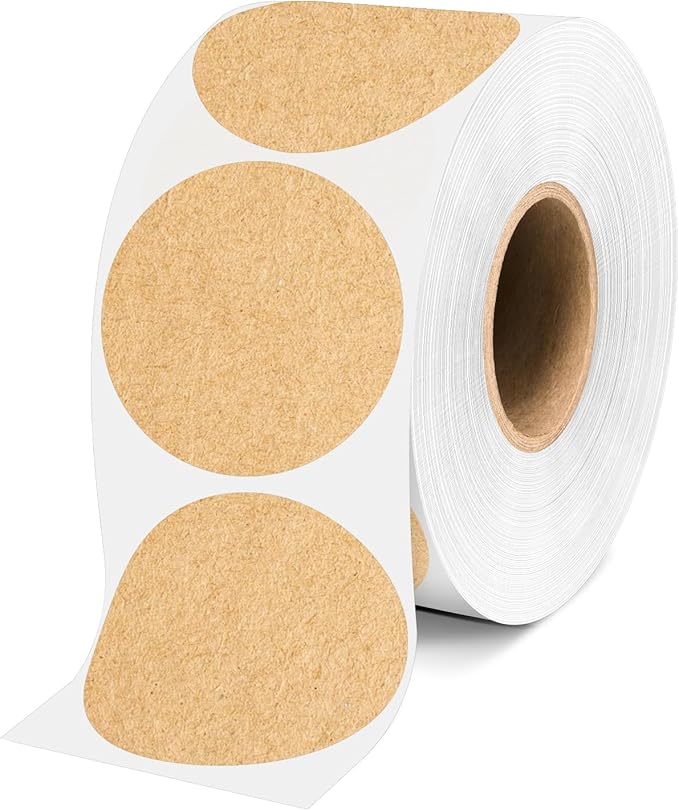 2 Inch Kraft Paper Circle Stickers 500 Pcs, Permanent Color Coding Dots by WANSTE
