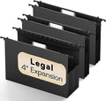 Extra Capacity Legal Size Plastic Hanging File Folders, Reinforced 4" Black by NORDUN