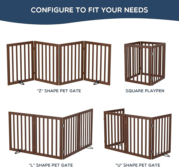 Homykic Bamboo Freestanding Dog Gate, No Assembly Pet Gate Indoor, 24”H x 75”W - Image 5