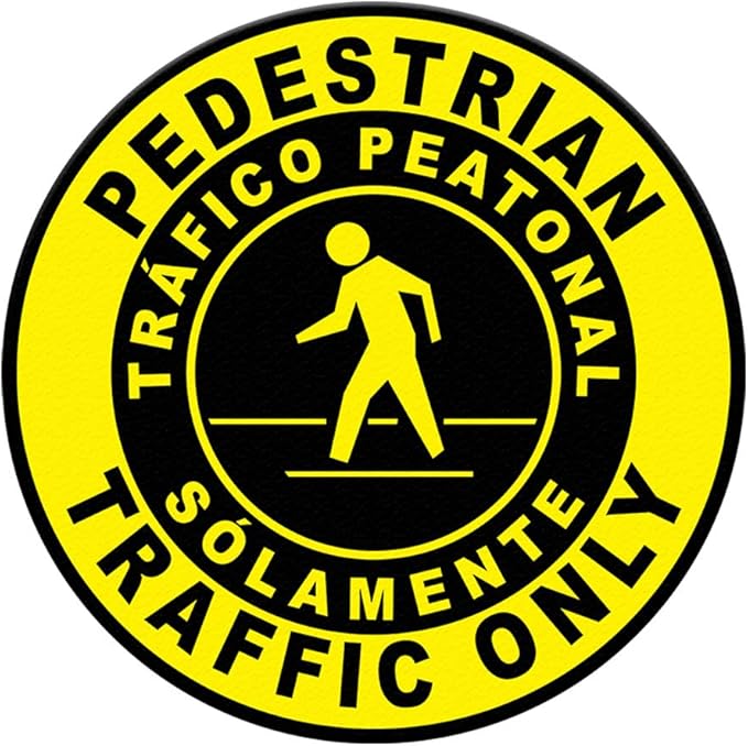 Spanish Safety Signs Floor Decals Pedestrian Traffic Only Yellow Anti-Slip by Unknown