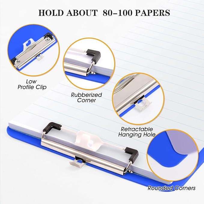 6 PCS Clipboards Bulk with Pen Holder, Standard A4 Letter Size, Plastic Clip - Image 5