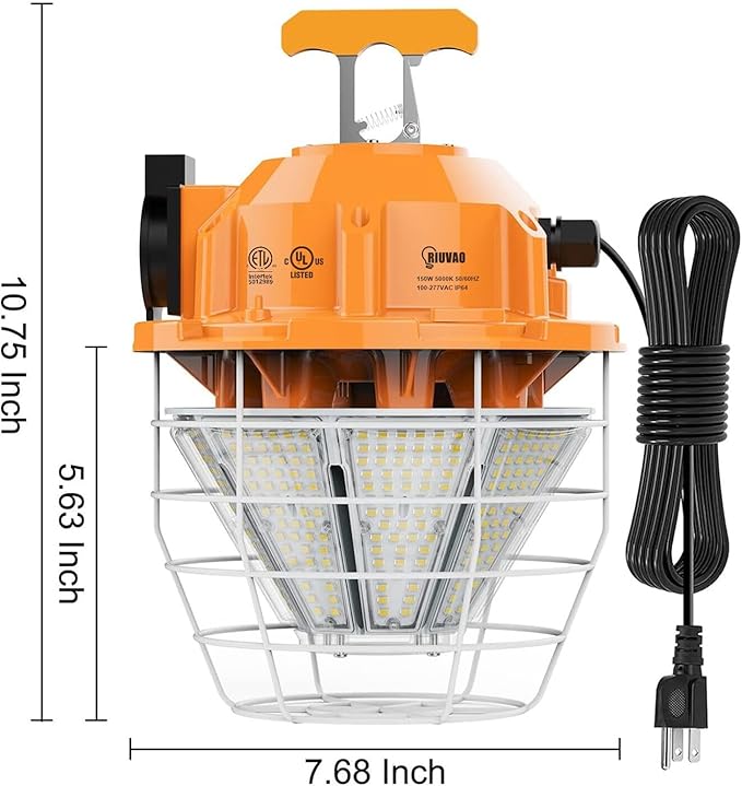 150W LED Temporary Work Light Fixture 24750 Lumen Daylight White 5000K IP65 - Image 2