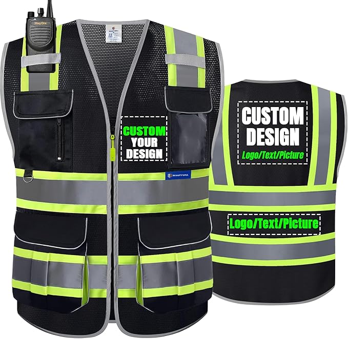 BeautyWill Safety Vest Class2 ANSI Certified Custom Logo High Visibility by BeautyWill