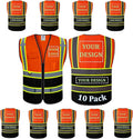 10 Pack Custom Safety Vest Customized Logo Mesh Vest Class 2 High Visibility by BeautyWill
