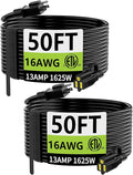 HUANCHAIN Indoor Outdoor Black Extension Cord, 50 ft 16/3 Gauge 2 Pack by huanchain