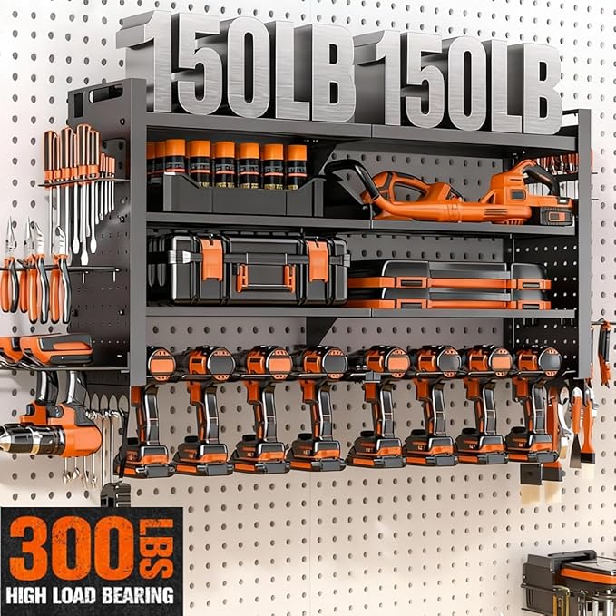33" W Power Tool Organizer Wall Mount, 4-Layer Heavy Duty Tool Storage - Image 3
