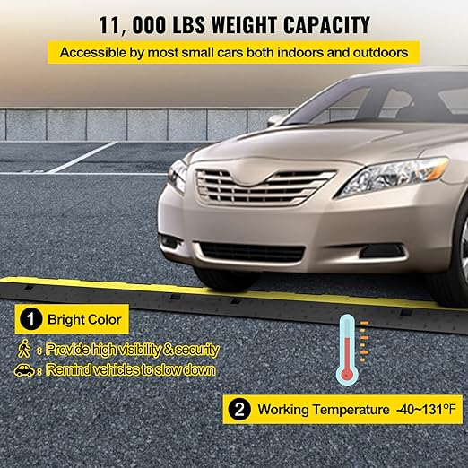 VEVOR Cable Protector Ramp, 4 Packs 2 Channels Rubber Modular Speed Bumps Rated - Image 4
