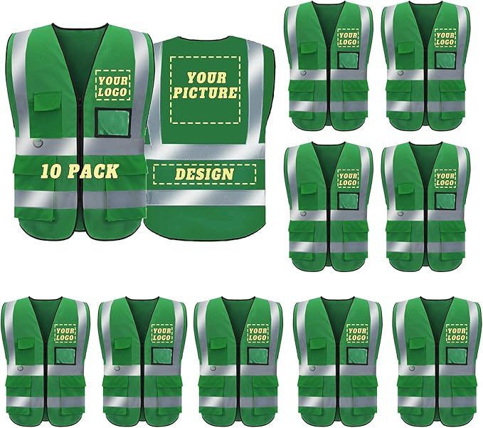 BeautyWill Custom Safety Vest Logo Class 2 High Visibility Reflevtive Vest by BeautyWill