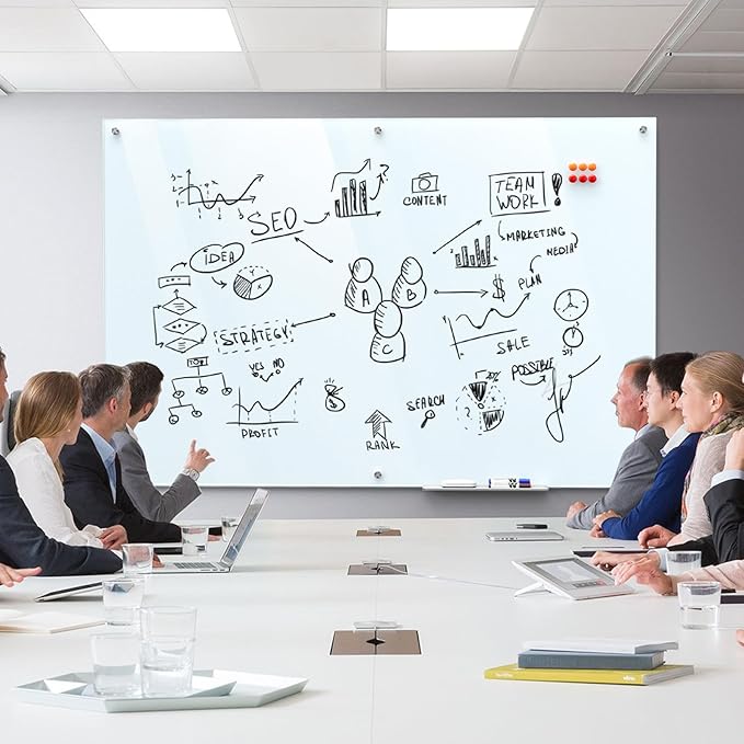 MaxGear Glass Whiteboard 72" x 48" Wall Mounted, Magnetic White Board - Image 5