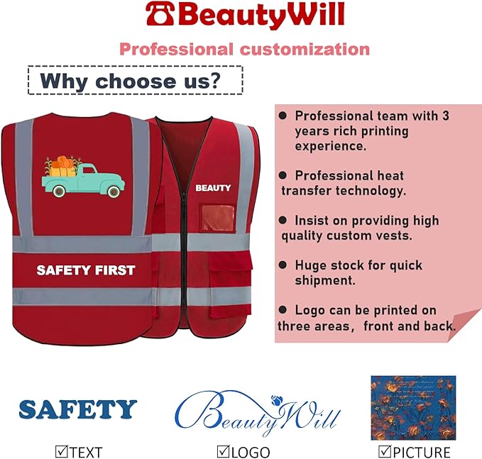 BeautyWill Custom Logo 10/20 Pack Safety Vest Class2 High Visibility Vest - Image 2