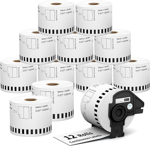 12 Rolls DK2205 Shipping Address Labels, Compatible by Tacnology