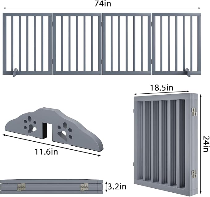 Dog Gates for Doorways 74-Inch Wide Freestanding Pet Gates for Dogs 24-inch - Image 5