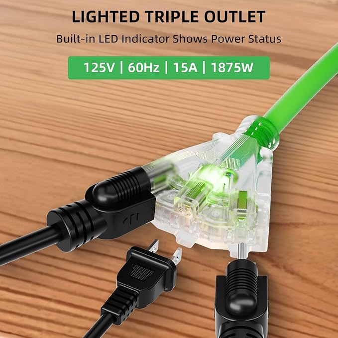 50 FT Retractable Extension Cord Reel, Heavy Duty 12AWG/3C SJTOW Power Cord - Image 7