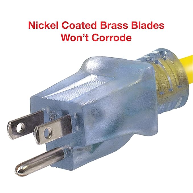 Clear Power 50ft 14/3 SJTW Yellow Outdoor Extension Cord & Heavy Duty Cord - Image 5