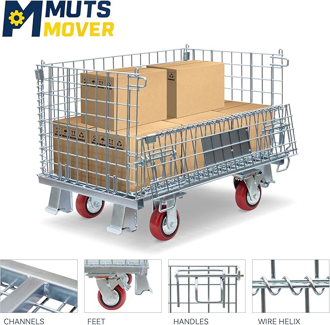 50-Gallon Folding Wire Laundry Cart - Image 4
