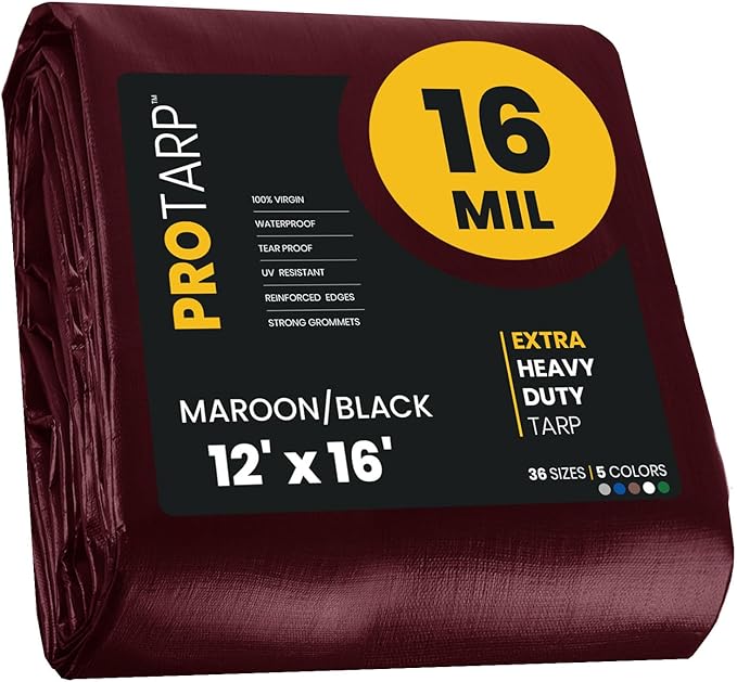 PROTARP Extra Heavy Duty 16 Mil Tarp Cover, Waterproof, UV Resistant, Rip and by Protarp