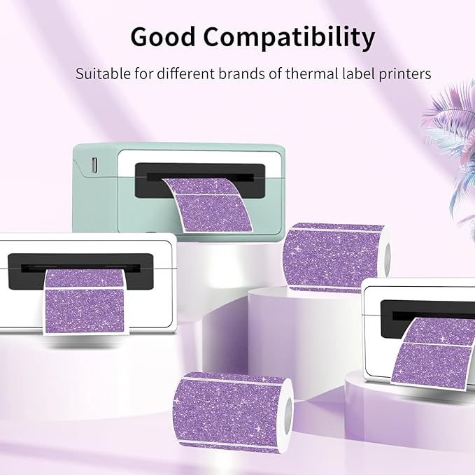 3x2 Inch Holographic Thermal Labels, Glitter Thermal Stickers - Image 3