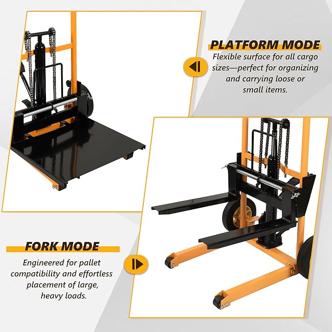 Manual Forklift Pallet Stakcer 43.3" Lift Height - Image 3