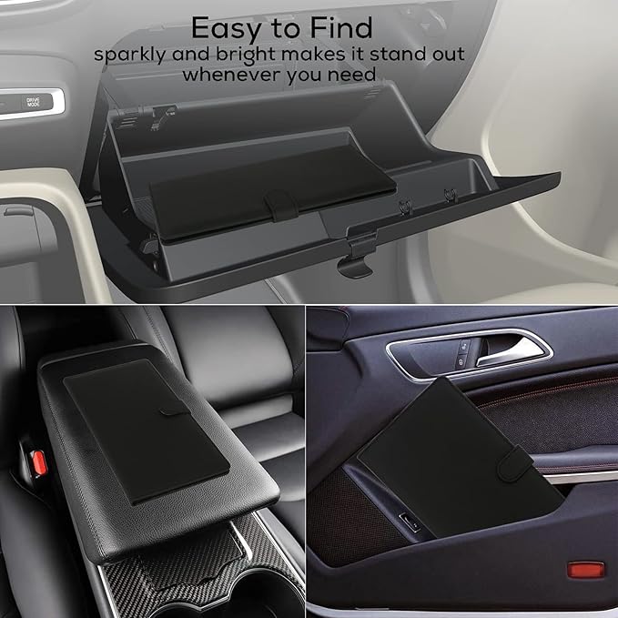 Car Registration and Insurance Holder, Leather Magnetic Shut Vehicle Glove Box - Image 5