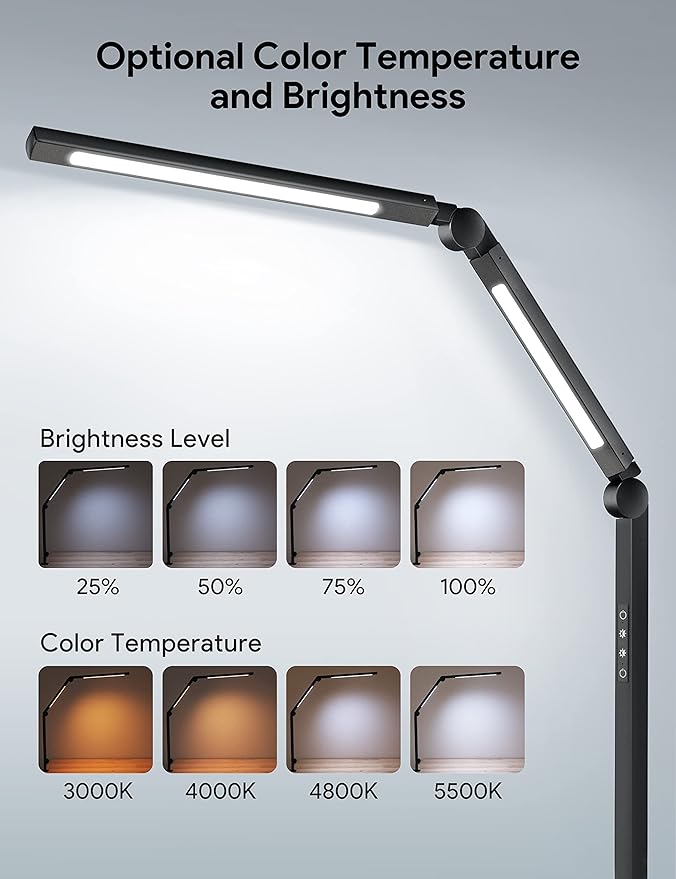 MediAcous LED Desk Lamp with Clamp, Dual Light Desk Lamp with Swing Arm - Image 3