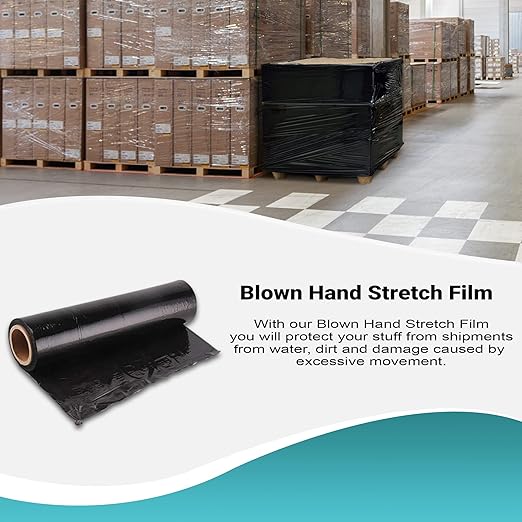 APQ 4 Rolls of Blown Hand Stretch Film 15" x 1500'. Black Hand Stretch Wrap - Image 5