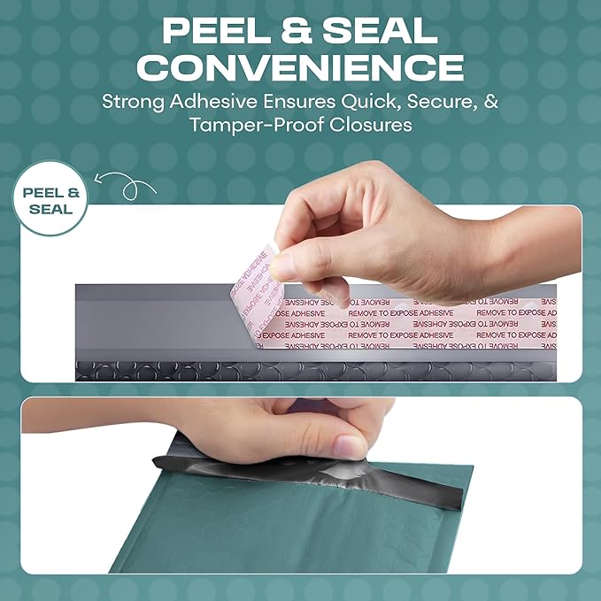 Green Small Poly Bubble Mailers 6x10 inch #0 | Self Seal Padded Envelopes | - Image 4