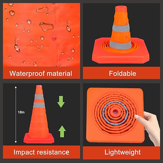 18 Inch Collapsible Traffic Safety Cones - Image 7
