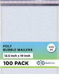 White 12.5x19.5 Inch Large Poly Bubble Mailers #6 | Padded Envelopes by MAILERVIEW