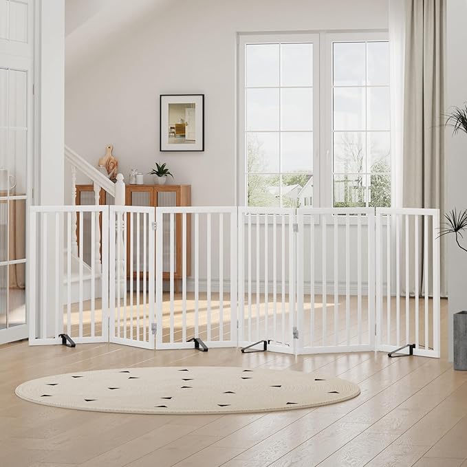 Dog Gates for Doorways, Tall Dog Gate Indoor, Foldable Pet Gates for Doorways by Algherohein