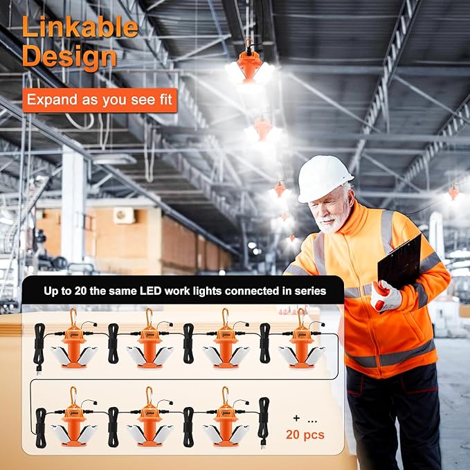 LED Temporary Work Light 70W Daylight White 5000K 10500 Lumens Construction - Image 4