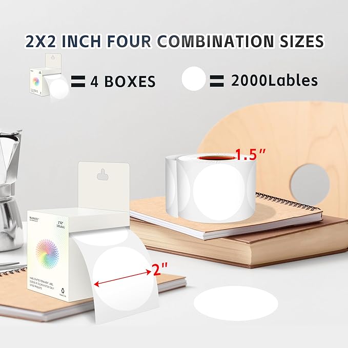 2 Inch White Circle Sticker Labels, Organizing - Image 2