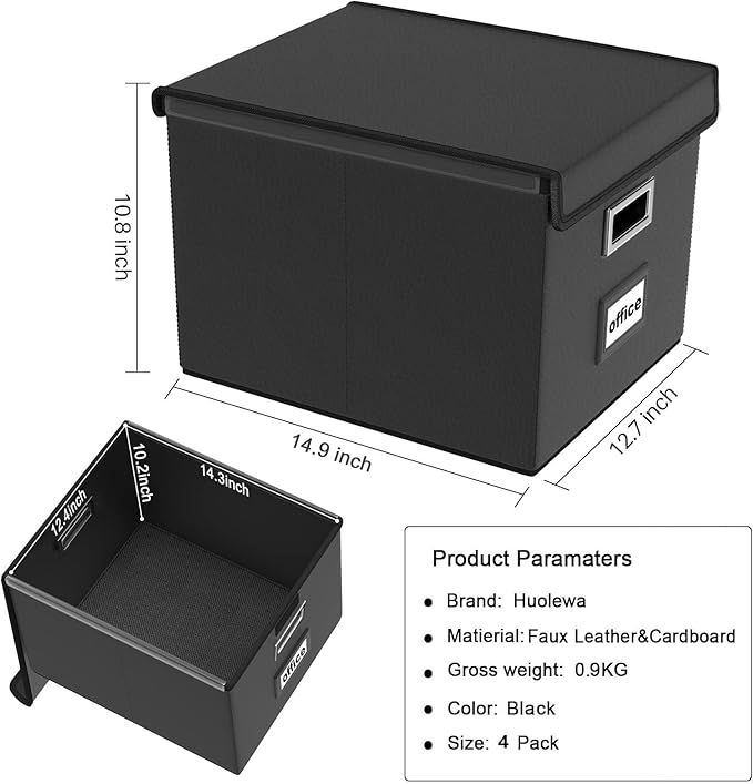 Huolewa Portable Leather File Organizer Boxes - Image 7