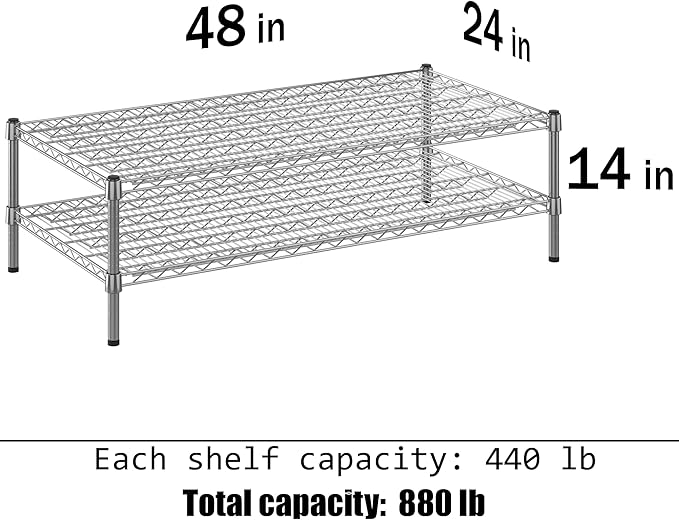 24" Deep x 48" Wide x 14" Height Wire Shelving Kit | 2-Tier | NSF Commercial - Image 3