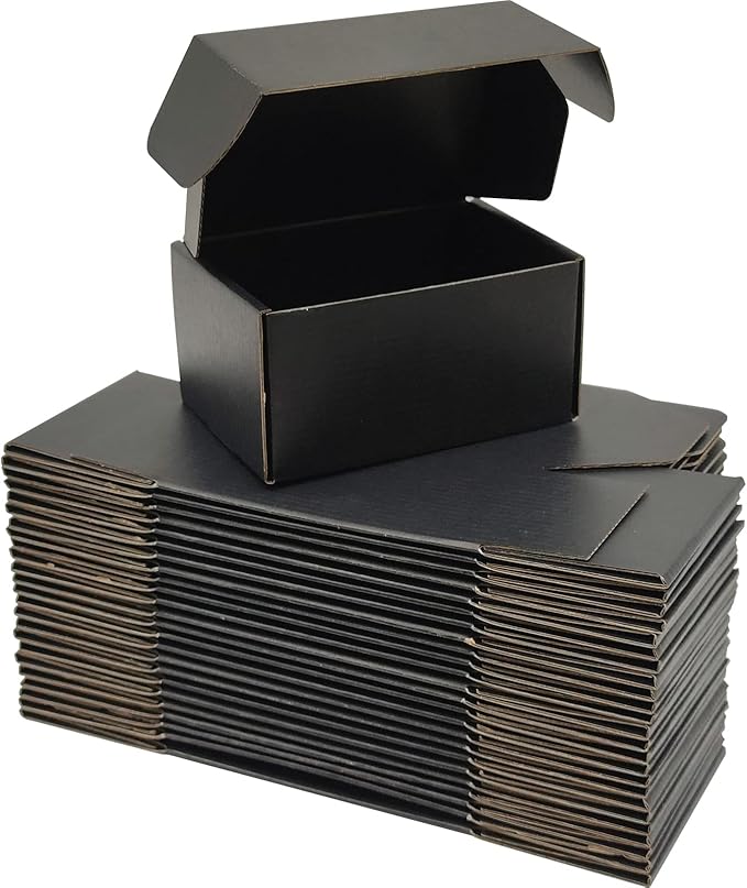 Small Black Shipping Boxes for Small Business Pack of 25-6x4x3 inches Cardboard by Lmuze
