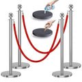 kaiyomi 4Pcs Stanchions with Red Velvet Ropes Set, 5 Feet Velvet Ropes and by KaiyomiCrowdControlSeries