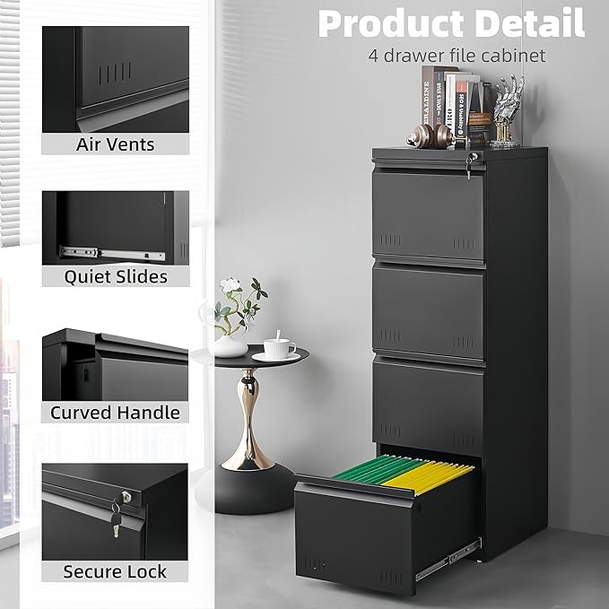 Vertical 4 Drawer File Cabient - Image 4