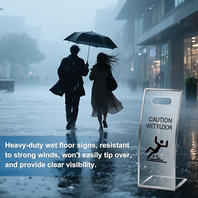 2 Packs 24 Inch Caution Wet Floor Sign Sturdy Acrylic Safety Warning Signs - Image 4