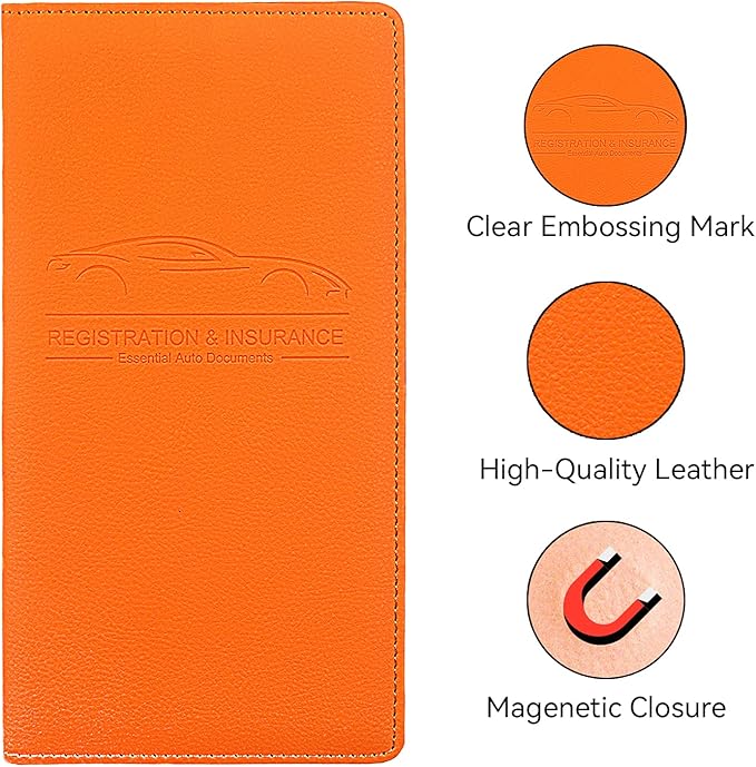 Car Registration and Insurance Holder, Premium Pu Leather Vehicle Glove Box - Image 3