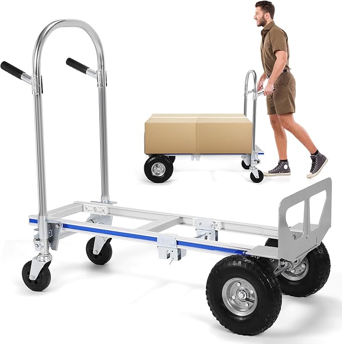 2 in 1 Aluminum 800LBS Capacity Folding Hand Truck Dolly Cart W/Wheel Heavy by Unknown